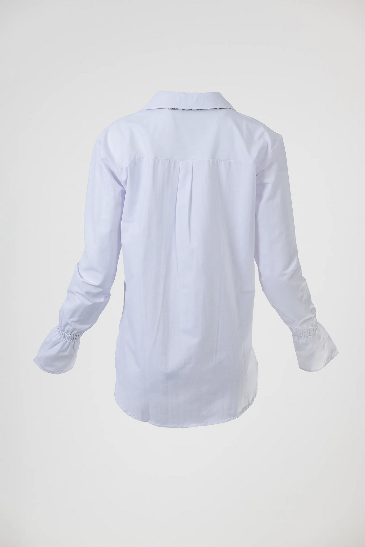 Дамска бяла памучна риза с шалче – White Scarf Shirt-ризи-6Sense