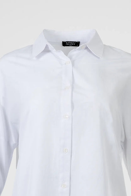 Дамска бяла памучна риза със свободна кройка – Pure White Shirt-ризи-6Sense