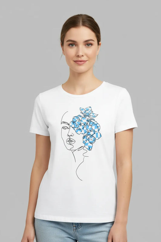 Дамска бяла тениска с арт апликация