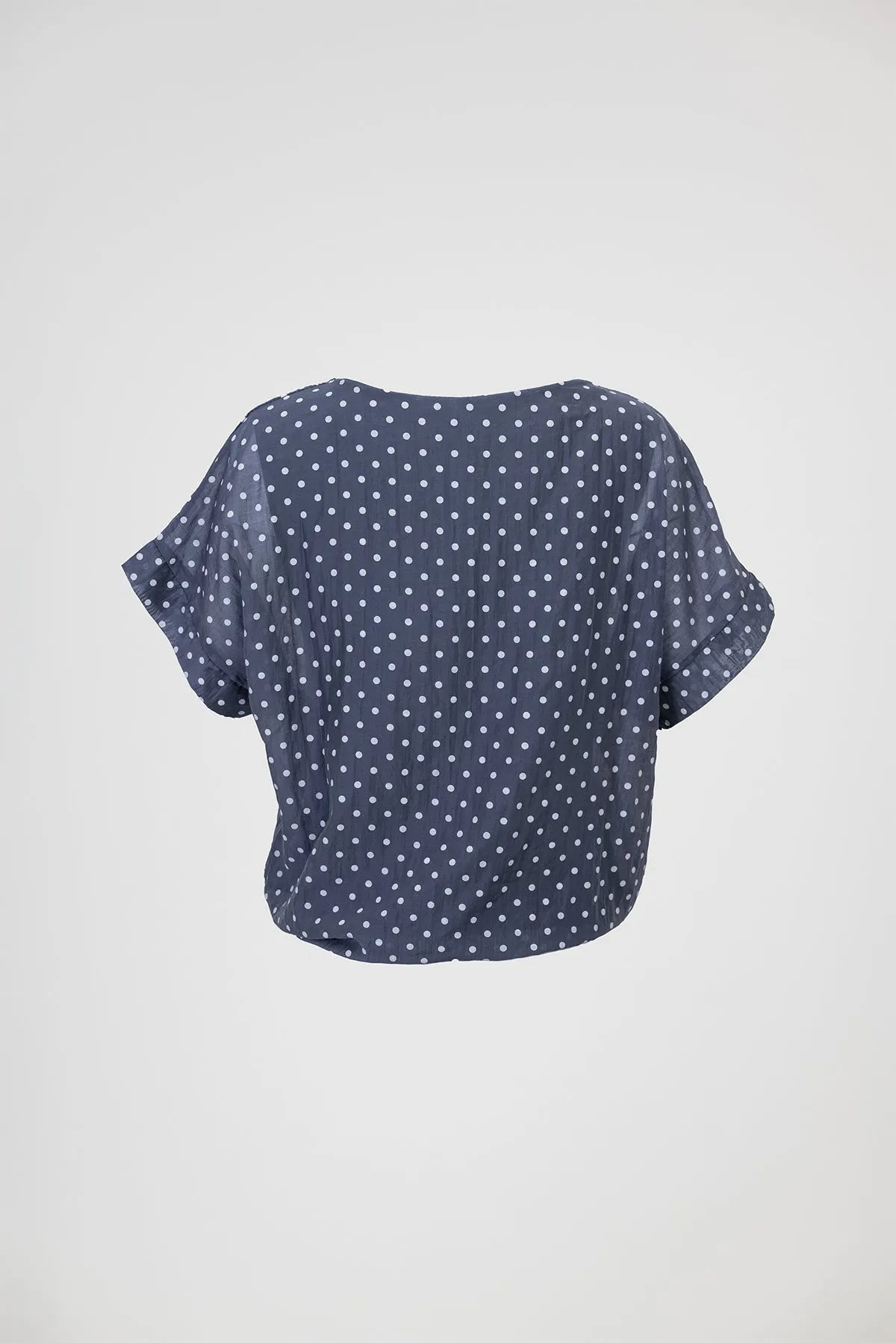 Дамска блуза на точки с връзка от тенсел – Litle Dots-блуза с къс ръкав-6Sense
