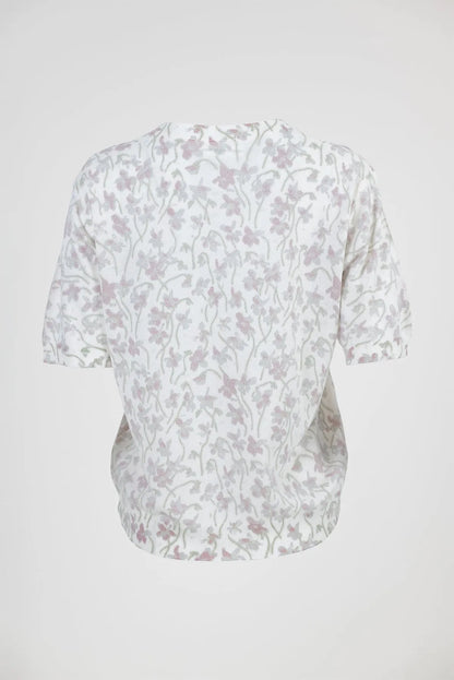 Дамска блуза с къс ръкав - Blossom Veil-блузи-6Sense