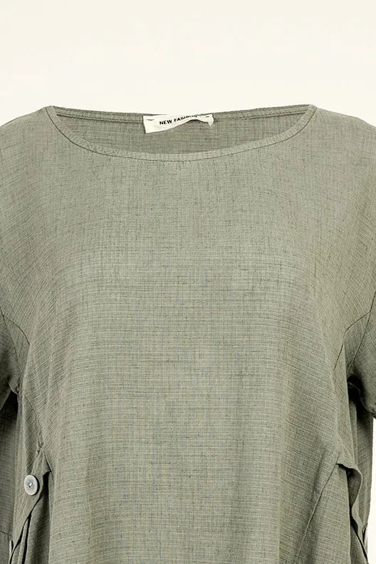 Дамска блуза с къс ръкав в тъмно зелено - Plus Size - Natural Ease-блуза с къс ръкав-6Sense