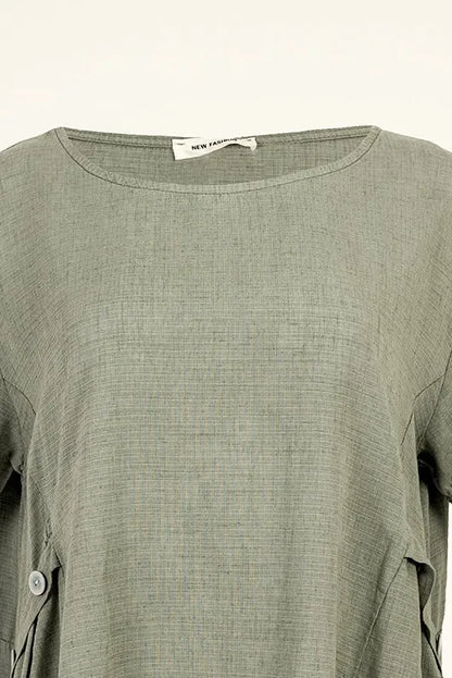 Дамска блуза с къс ръкав в тъмно зелено - Plus Size - Natural Ease-блуза с къс ръкав-6Sense