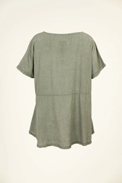Дамска блуза с къс ръкав в тъмно зелено - Plus Size - Natural Ease-блуза с къс ръкав-6Sense