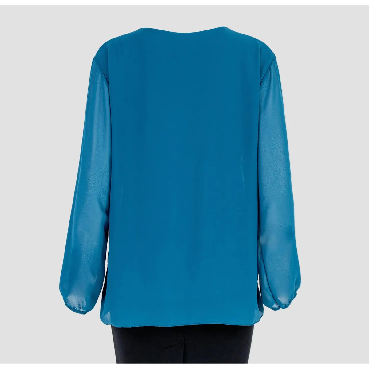 Дамска блуза в тюркоаз с релефна текстура | колекция есен-зима 6Sense