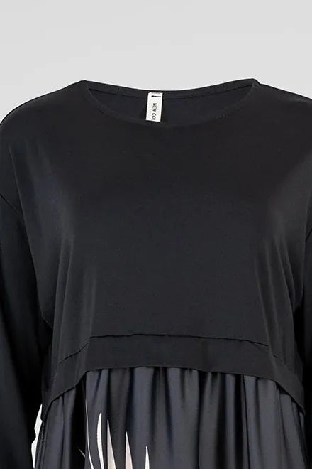 Дамска черна рокля с леопардови акценти Plus Size - Savana-рокли-6Sense