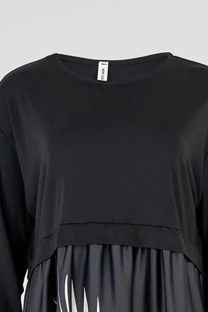 Дамска черна рокля с леопардови акценти Plus Size - Savana-рокли-6Sense