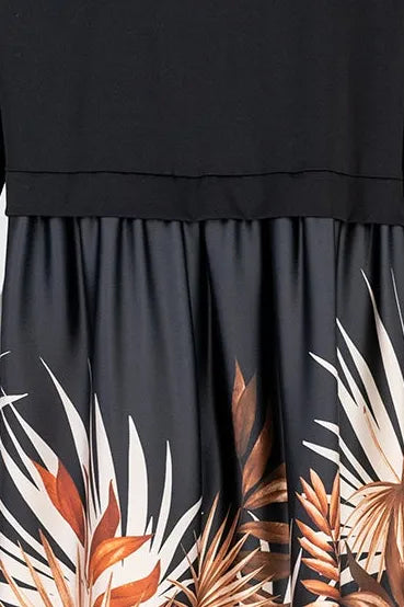 Дамска черна рокля с леопардови акценти Plus Size - Savana-рокли-6Sense