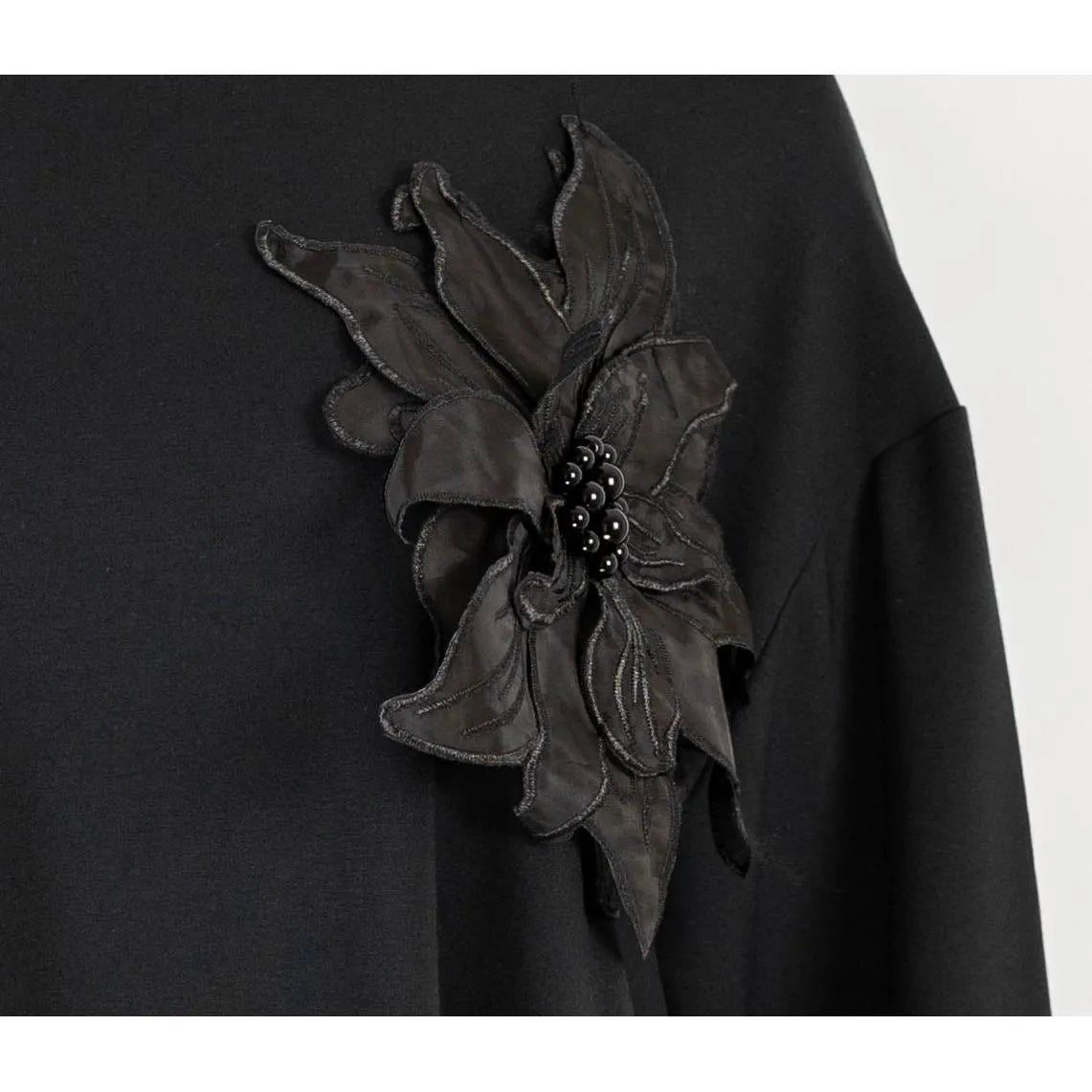 Дамска черна рокля с Plus Size - Black Rose-рокли-6Sense