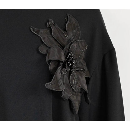 Дамска черна рокля с Plus Size - Black Rose-рокли-6Sense