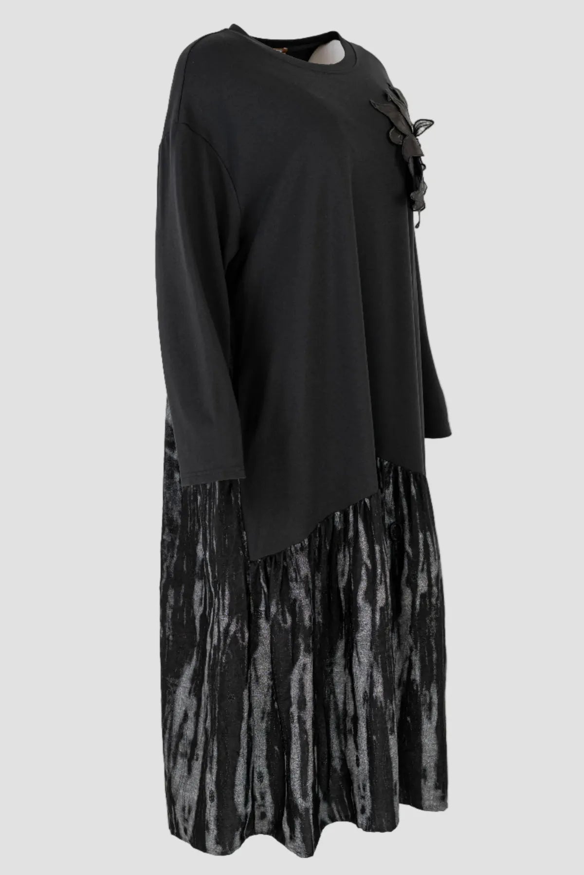 Дамска черна рокля с Plus Size - Black Rose-рокли-6Sense