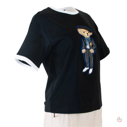 🐻 Закачлив стил и комфорт – черната тениска с мече е тук, за да ти създаде настроение! 🖤