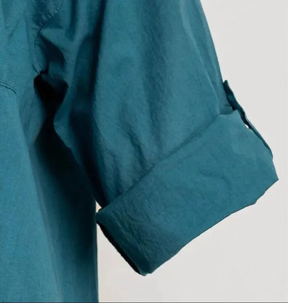 Дамска дълга риза 100% памук в тюркоазено синьо | колекция есен-зима 6Sense