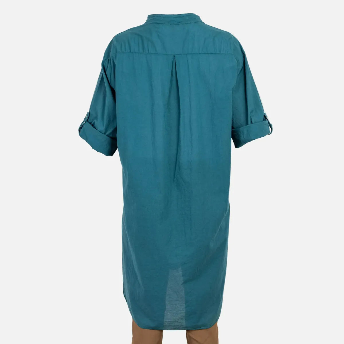 Дамска дълга риза 100% памук в тюркоазено синьо | колекция есен-зима 6Sense