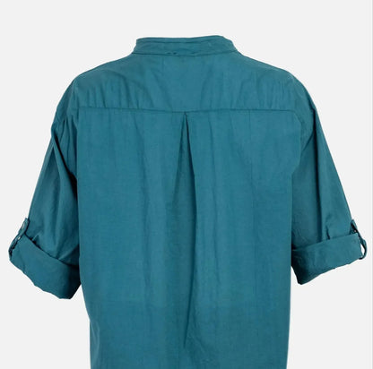 Дамска дълга риза 100% памук в тюркоазено синьо | колекция есен-зима 6Sense