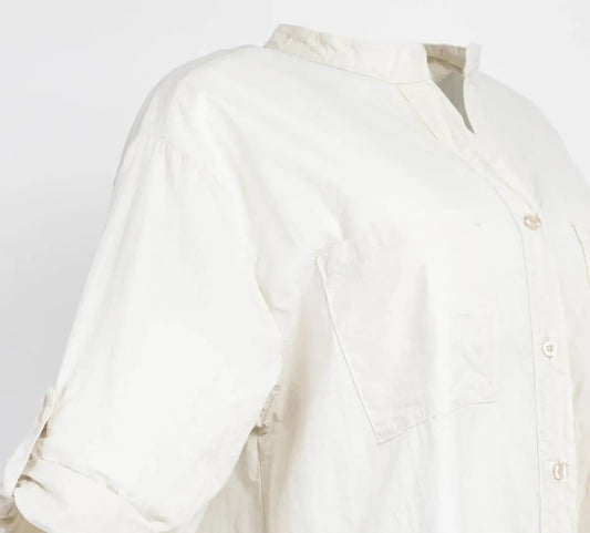 Дамска дълга риза от 100% памук - White cotton-ризи-6Sense
