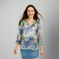 Дамска ефирна блуза с флорален мотив | колекция есен-зима 6Sense