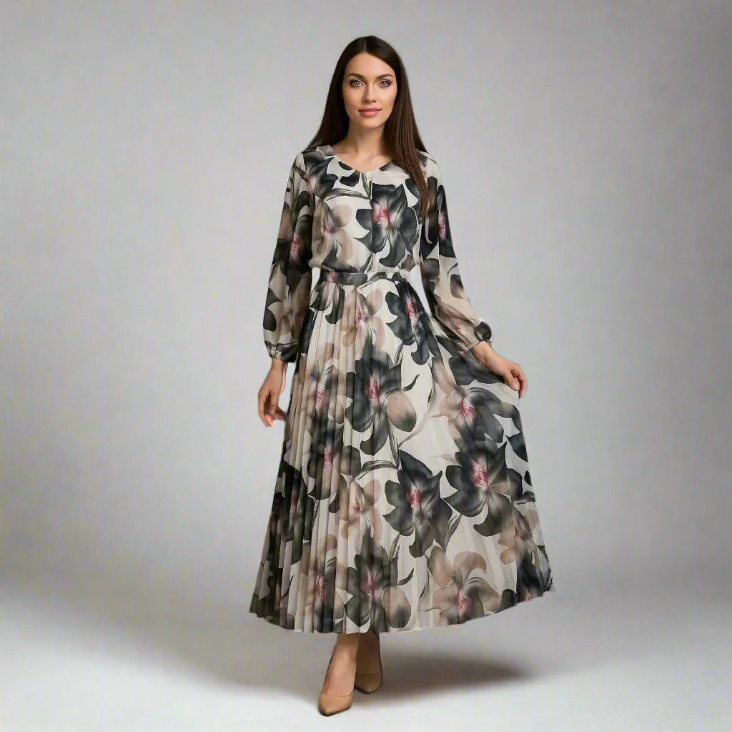 Дамска елегантна рокля с плисиран силует | колекция есен-зима