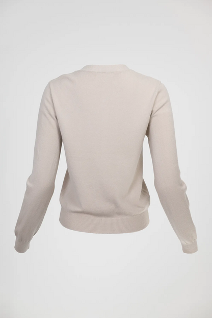Дамска фина плетена жилетка в екрю с копчета – Cozy Ivory-жилетки-6Sense