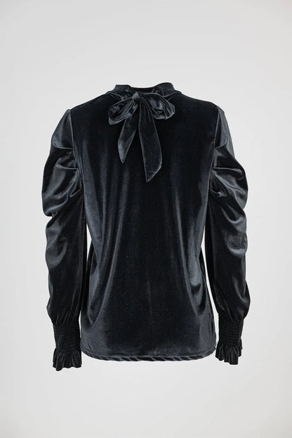 Дамска кадифена блуза - Black Velvet-блузи-6Sense