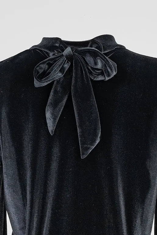 Дамска кадифена блуза - Black Velvet-блузи-6Sense