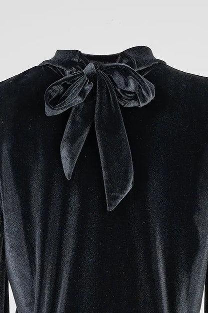 Дамска кадифена блуза - Black Velvet-блузи-6Sense