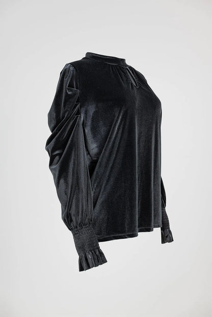 Дамска кадифена блуза - Black Velvet-блузи-6Sense