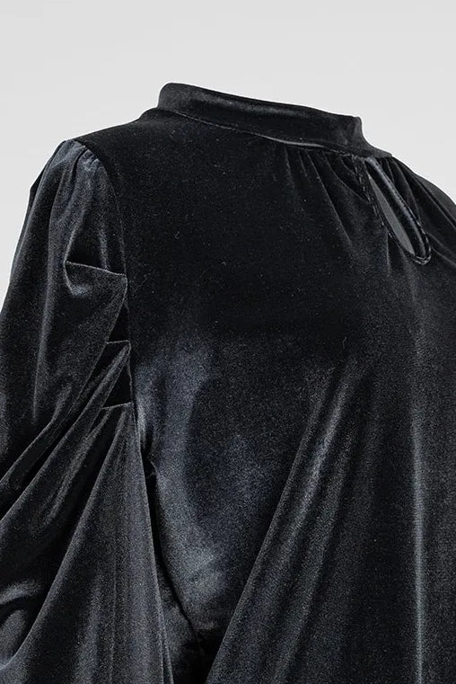 Дамска кадифена блуза - Black Velvet-блузи-6Sense