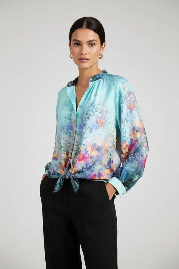 Дамска копринена риза - Aurora Aqua