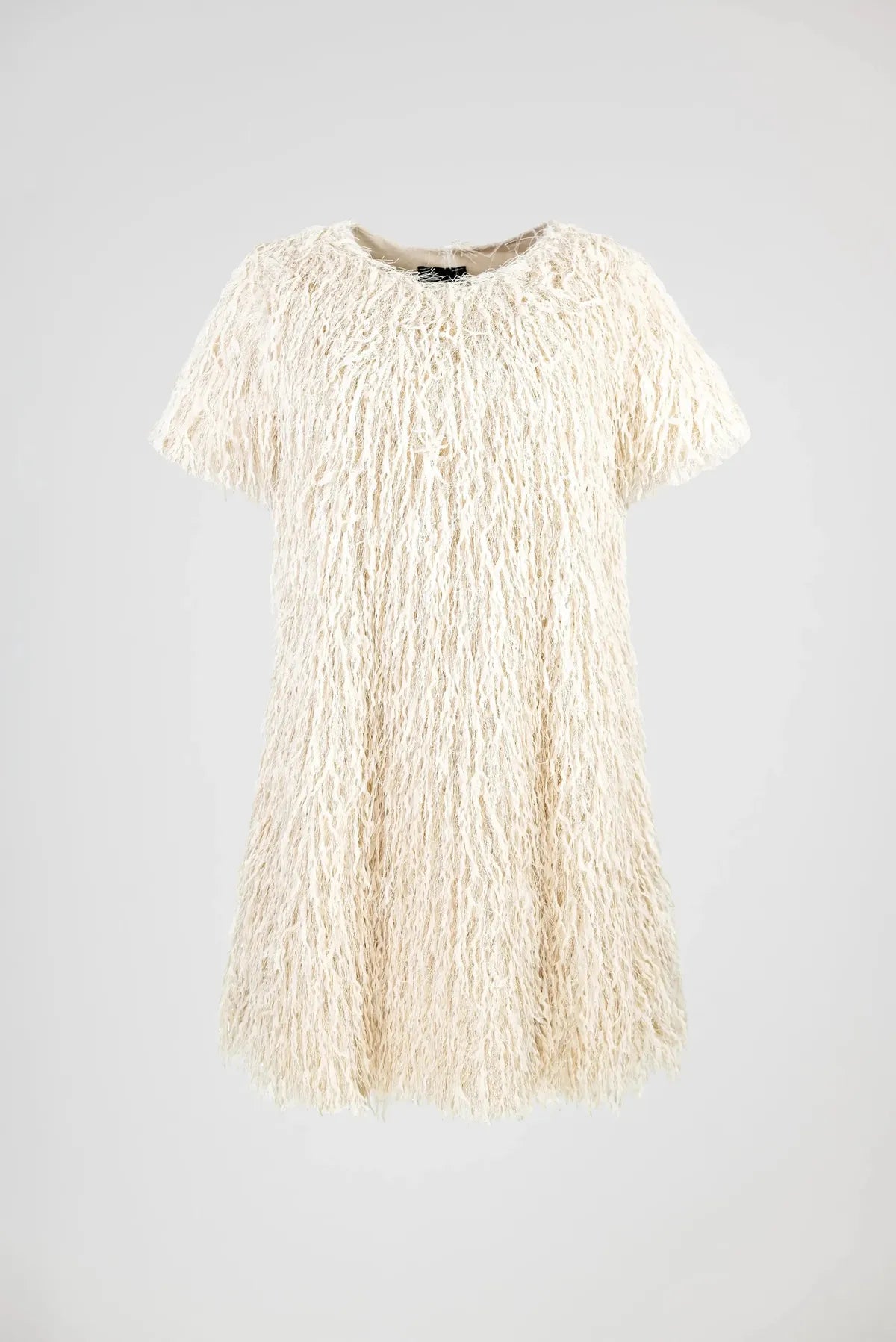 Дамска къса парти рокля с ресни – Disco Ivory-рокли-6Sense