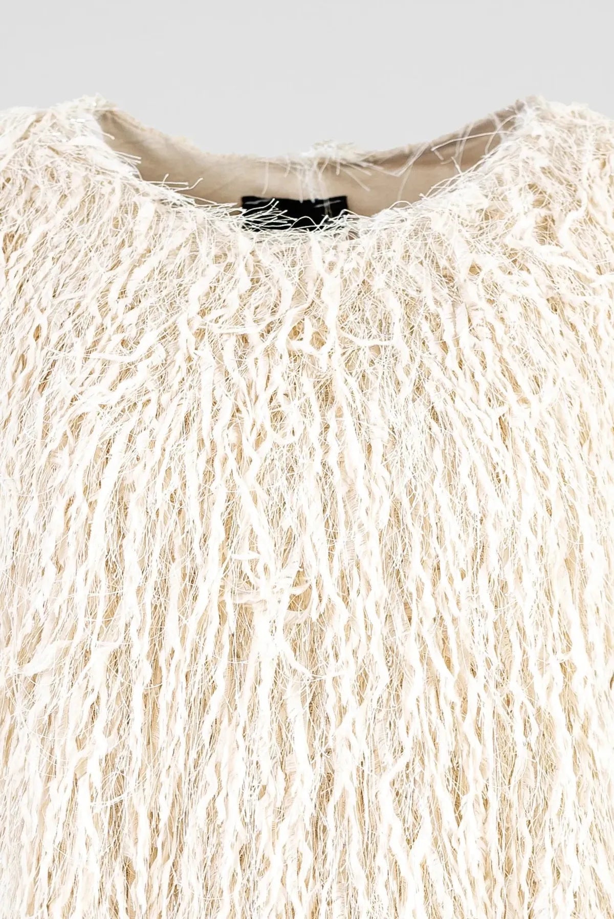 Дамска къса парти рокля с ресни – Disco Ivory-рокли-6Sense