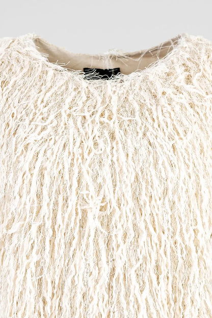 Дамска къса парти рокля с ресни – Disco Ivory-рокли-6Sense