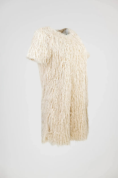 Дамска къса парти рокля с ресни – Disco Ivory-рокли-6Sense