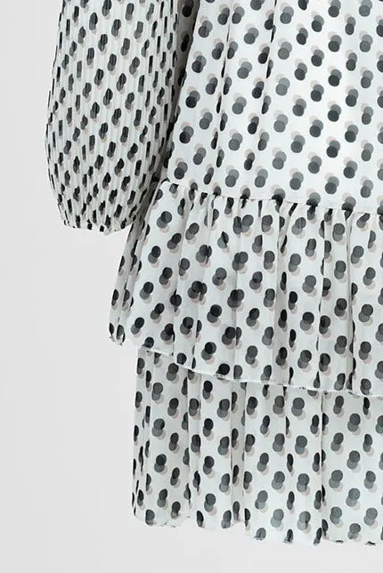 Дамска къса рокля на точки – Polka Grace-рокли-6Sense