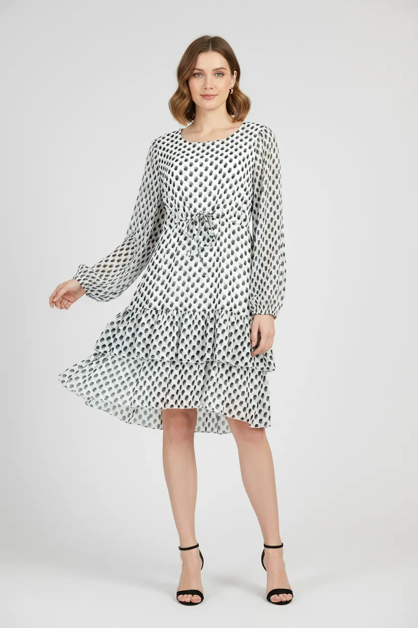 Дамска къса рокля на точки – Polka Grace-рокли-6Sense