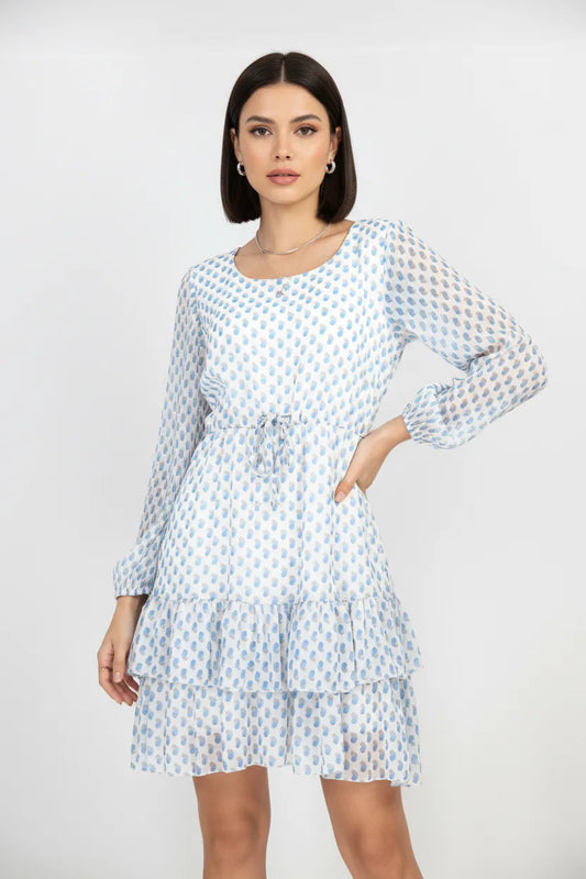 Дамска къса рокля на точки – Sky Dot-рокли-6Sense