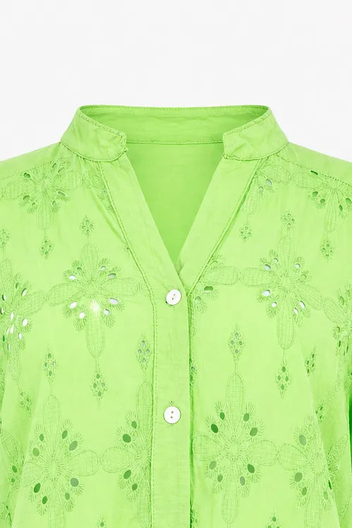 Дамска лятна риза с къс ръкав - Verde Glow | 6sense.bg-ризи с къс ръкав-6Sense