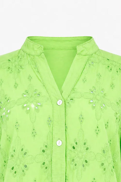 Дамска лятна риза с къс ръкав - Verde Glow | 6sense.bg-ризи с къс ръкав-6Sense