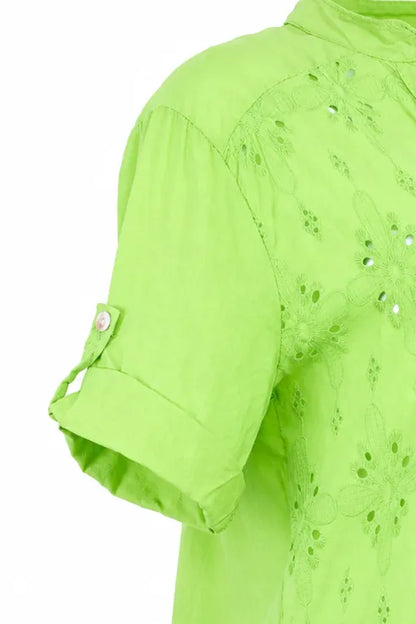 Дамска лятна риза с къс ръкав - Verde Glow | 6sense.bg-ризи с къс ръкав-6Sense