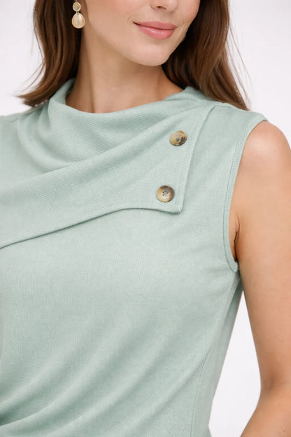 Дамска офис визия - ментов топ с тъмносини еластични дънки Mint Denim Look-Готова визия-6Sense