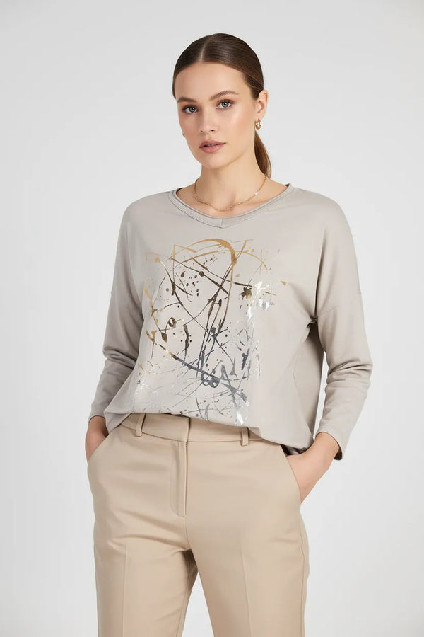 Дамска памучна блуза с абстрактен принт – Sand Sketch