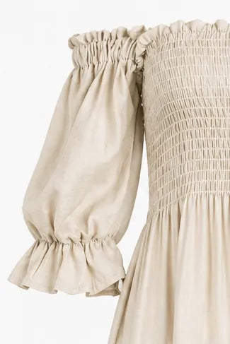 Дамска памучна рокля с ластичен бюст и волани – Soft Boho Touch-рокли-6Sense