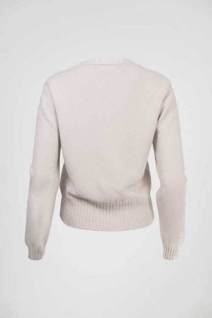 Дамска плетена жилетка в екрю с дантела – Ivory Lace Cardigan-жилетки-6Sense