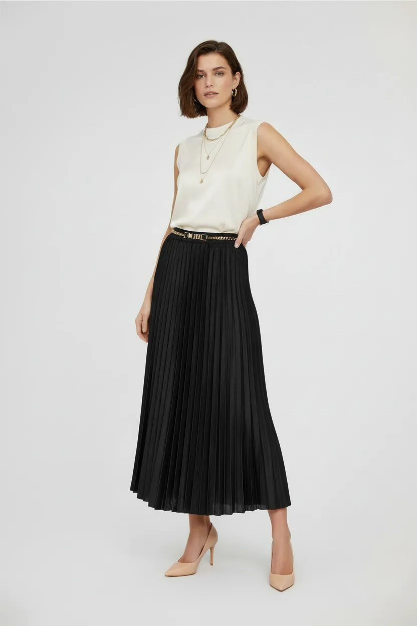 Дамска плисирана пола - черна - Emma-Поли-6Sense