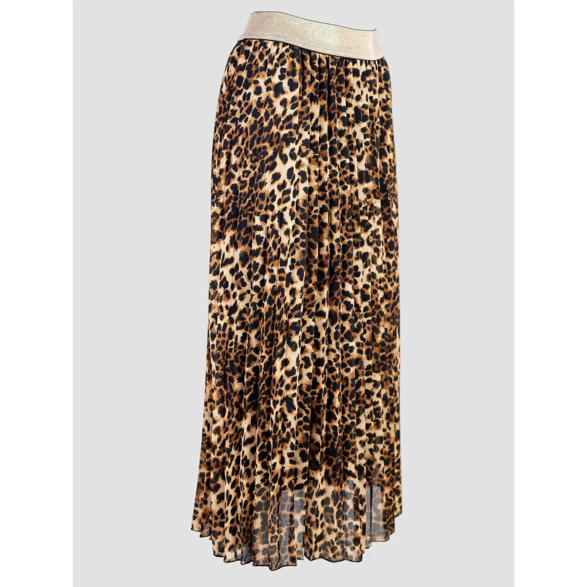 Дамска плисирана пола с леопардов принт | колекция есен-зима-Поли-6Sense