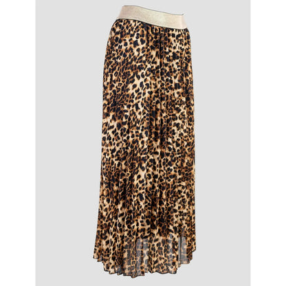 Дамска плисирана пола с леопардов принт | колекция есен-зима-Поли-6Sense