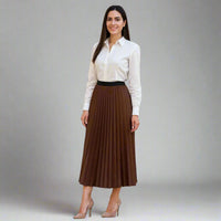 Дамска плисирана пола в кафяво | колекция есен-зима 6Sense
