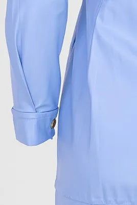 Дамска риза-рокля от еко кожа - Skyline Blue-рокли-6Sense