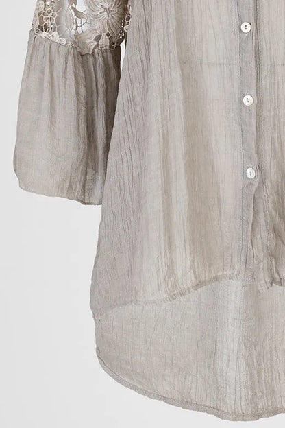 Дамска риза с дантелени ръкави и гръб - Soft Romance-ризи-6Sense