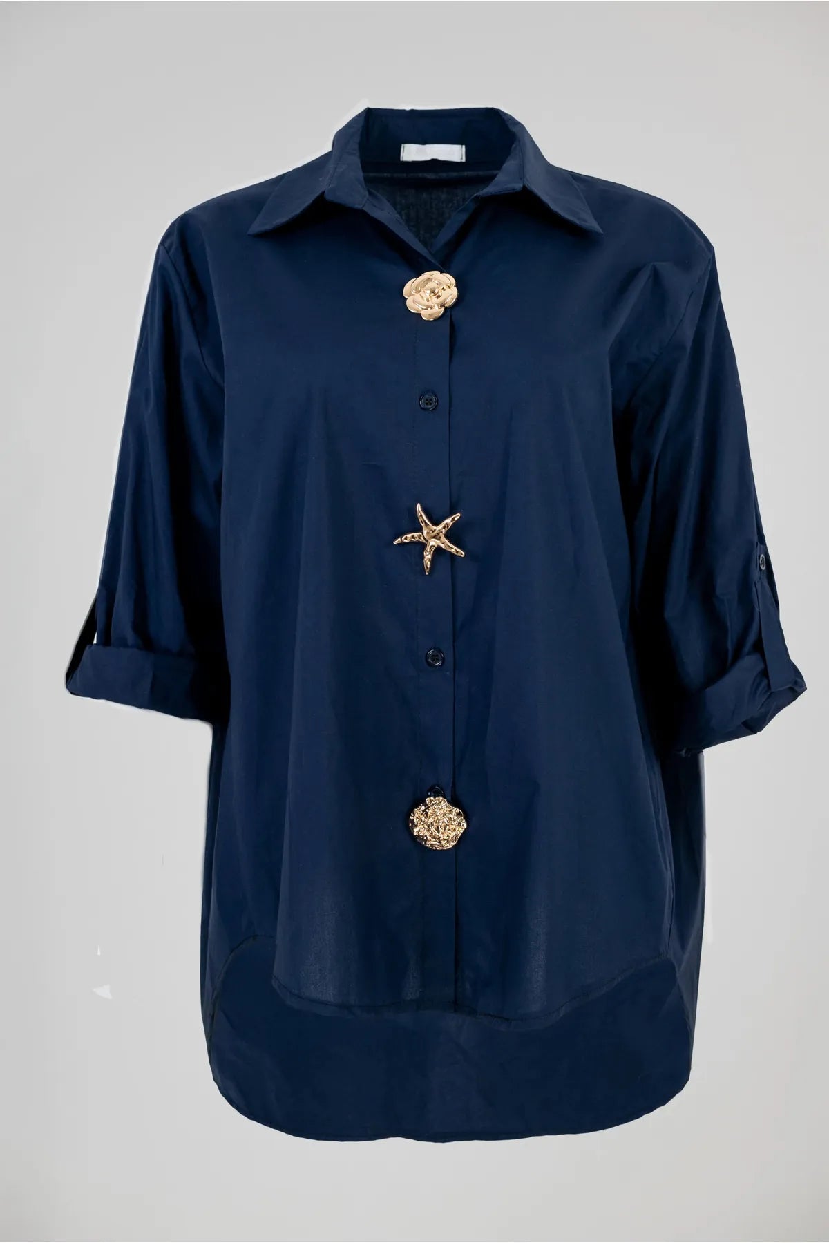 Дамска риза в тъмносиньо - Navy Charm-ризи-6Sense